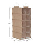 10‑Pocket Hanging Shoe Organizer with Side‑by‑Side Canvas Storage and 2 Hooks for Support