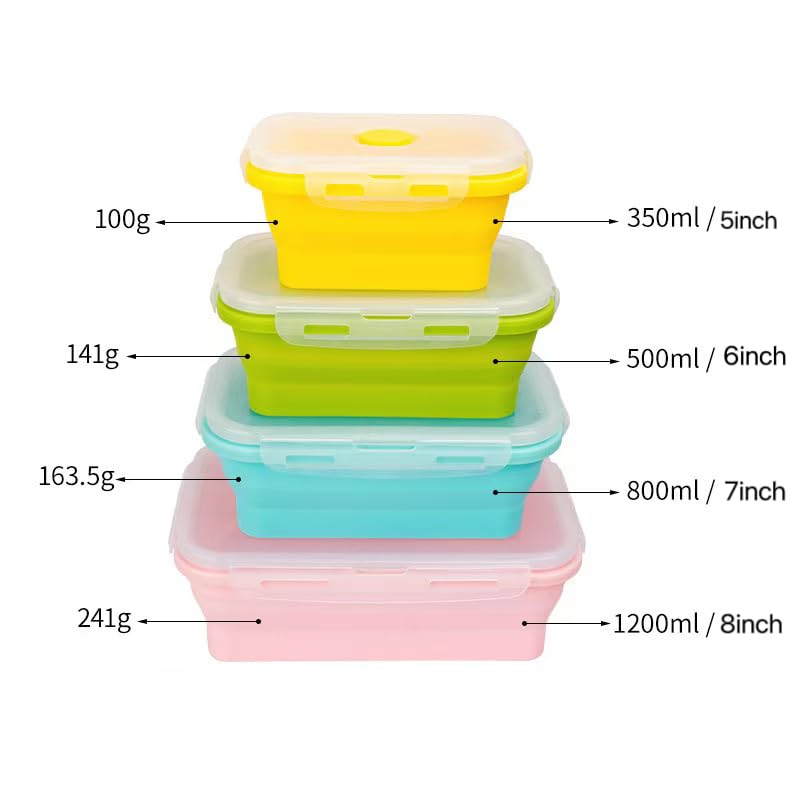 Set of 4 Collapsible Silicone Food Storage Container