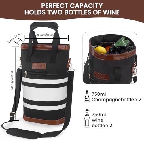 2 Bottle Insulated Wine Carrier Tote (2 Count)