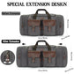 Canvas Duffle Bag for Men 50L Travel Duffel Bags Expandable Genuine Leather Duffel Overnight Weekender Carry On Bag Two Zipper Pockets Travel Bag