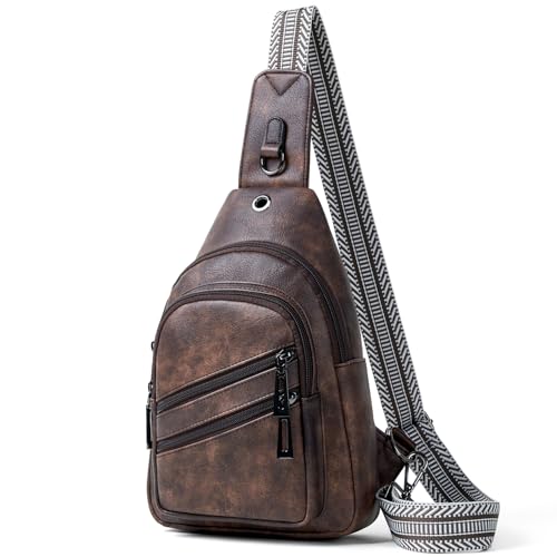 7L Crossboydy Sling Bag for Women Vegan Leather Crossbody Purse Fanny Pack Chest Bag for Travel