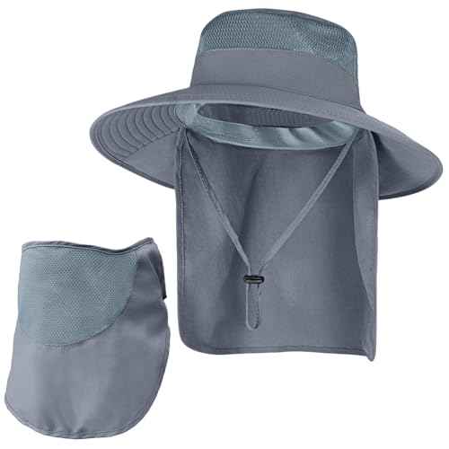 Sun Hats for Men Women Fishing Hat UPF 50+ Face Cover Wide Brim Bucket Hats Summer UV Protection Safari Hat with Neck Flap