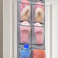 2 Pack Minimalist Black Over The Door Hanging Closet Shoe Holder Organizer with 6 Pockets (Mesh Pockets)