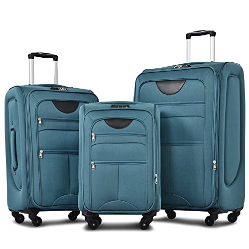 Softside Luggage Set Softshell Lightweight 3 Piece Spinner Suitcase (3 Count)