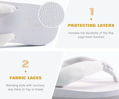 Flip Flops for Women Arch Support Summer Beach Sandals White Size 10
