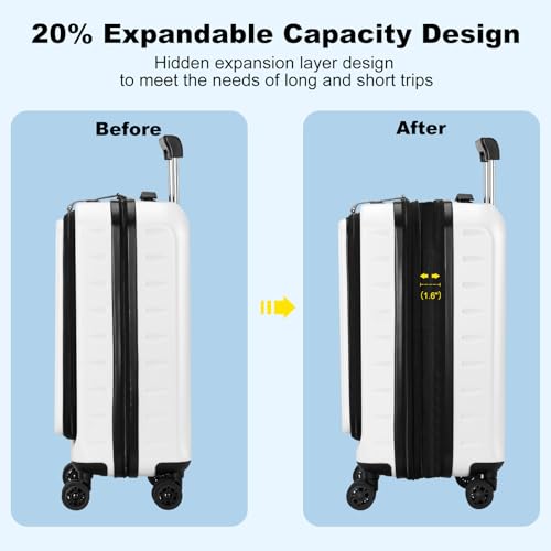 Expandable 20" Carry On Luggage Airline Approved with Front Pocket