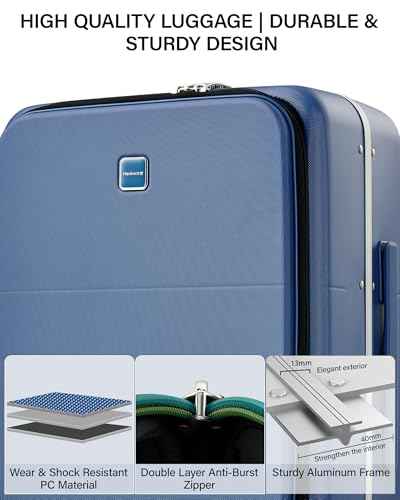 20 Inch Top Opening Carry On Luggage with Cup Holder and USB Ports