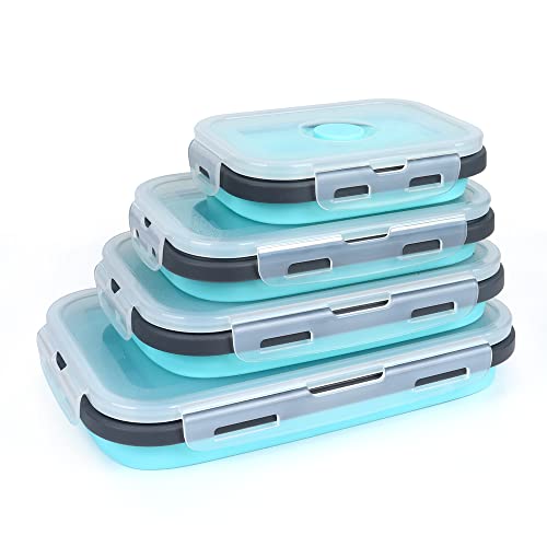 Set of 4 Collapsible Foldable Silicone Food Storage Containers