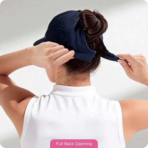 Womens Sunblocker UPF 50 Wide Brim Ponytail Sun Hat