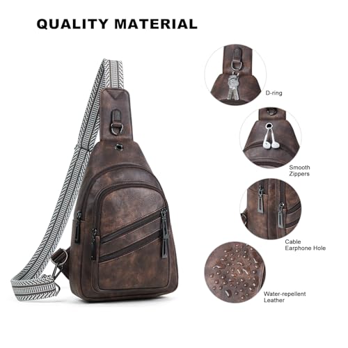 7L Crossboydy Sling Bag for Women Vegan Leather Crossbody Purse Fanny Pack Chest Bag for Travel