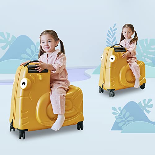Kids Ride on Luggage with Spinner Wheels Suitcase