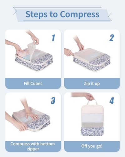 6 Set Compression Packing Cubes for Travel Women Men