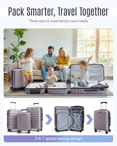 Luggage Sets 3 Pcs Suitcase with Wheel (3 Count)
