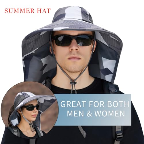 Sun Hat for Men Women with Neck Flap