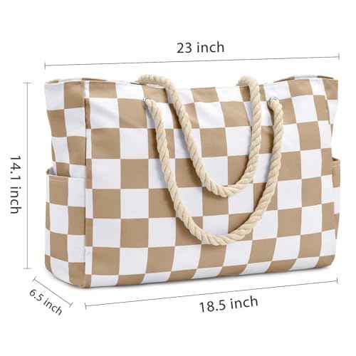 Beach Bag Large Beach Tote Bag for Women Waterproof Sandproof Swim Pool Bag With Zipper