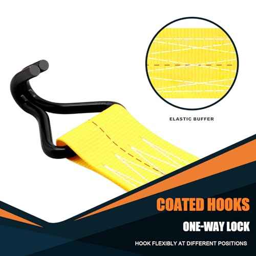 6 Pack 2 inch Ratchet Straps Heavy Duty J Hook 2 in x 15ft with Strong Ratcheting (6 Count)