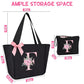Tote Bag, A-Z Initial Monogrammed Waterproof Tote Bag, Bridesmaid Gifts for Women, Black and Pink (F, Black Set)