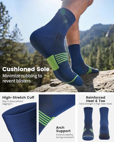 3 Pairs Running Compression Socks for Men & Women Crew Socks with Cushion (3 Count)
