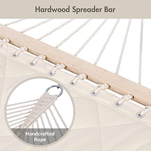 Heavy Duty Hammock with Spreader Bars and Detachable Pillow