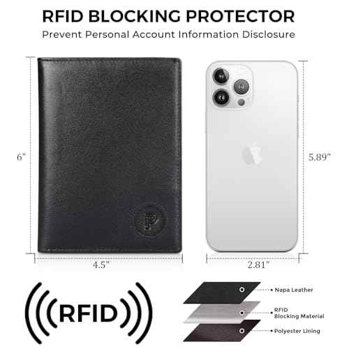Polare Leather AirTag Passport Holder RFID Blocking Travel Bifold Wallet