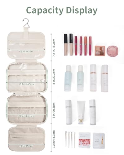 Striped Hanging Toiletry Bag for Women Travel Makeup Bag Organizer Toiletries Bag for Travel Size Essentials Accessories Cosmetics