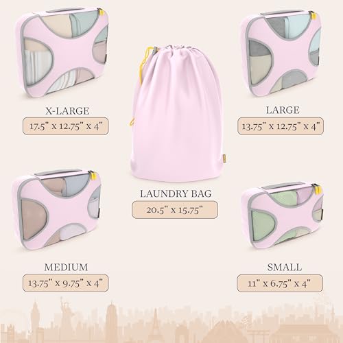 5 Set Packing Cubes for Travel with Laundry Bag (5 Count)