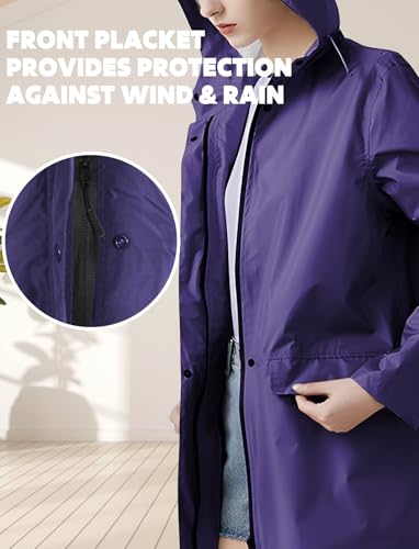 Waterproof Rain Poncho for Women Packable Hooded Raincoat with Pocket