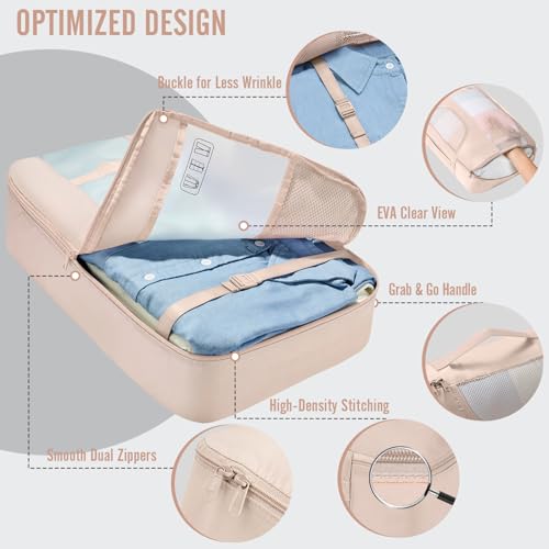 4 Set/6 Set /8 Set /9 Set /10 Set /11 Set Packing Cubes for Travel Essentials, 10 Set, 02 Cream (10 Count)