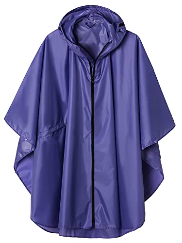 Adult Rain Poncho Waterproof Hooded Zipper Raincoat with Pockets