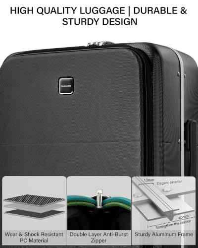 20 Inch Top Opening Carry On Luggage with Cup Holder and USB Ports