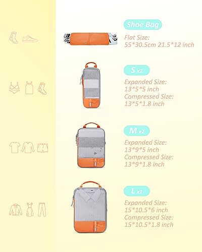 6 Set Compression Packing Cubes for Travel (6 Count)