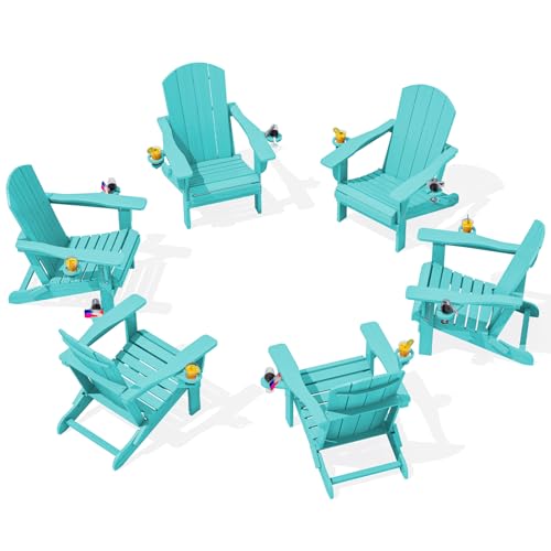 Outdoor Adirondack Chair Set of 6 with Cup Holders (6 Count)