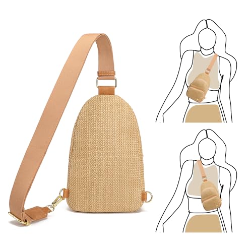 Faux Straw Crossbody Bags for Women Small RFID Summer Sling Bag