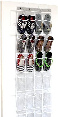 24 Pockets Clear Over the Door Shoe Organizer