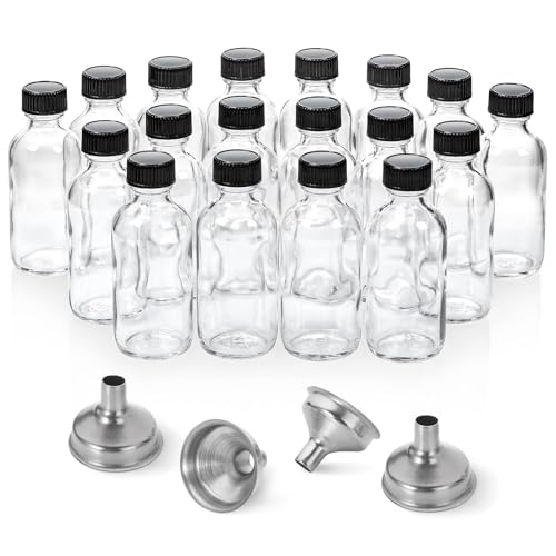 18 Pack 2 oz Small Clear Glass Bottles w (18 Count)