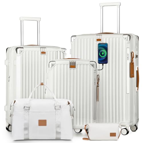 5 Piece Luggage Set with Cup Holder