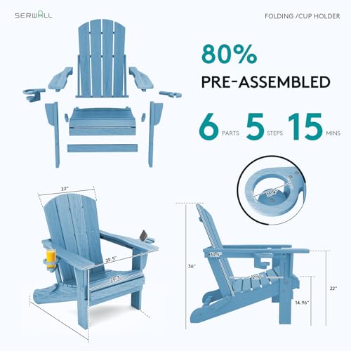 Outdoor Adirondack Chairs with 2 Cup Holders