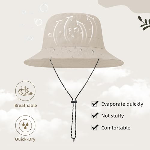 Waterproof Bucket Hats for Woman UPF 50+ Sun Hat Beige