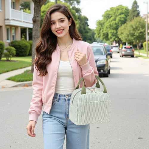 Lunch Bag for Women Men Cute Corduroy Lunch Tote Bags Reusable Insulated Lunch Box Large Capacity Reusable Insulated Cooler for Work Picnic or Travel