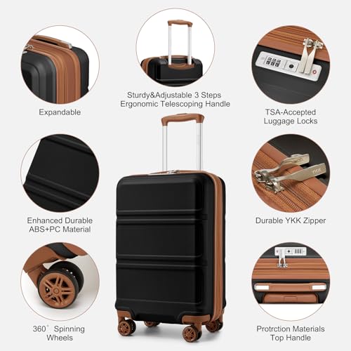 Luggage Set 3 Piece Carry On Hardside Luggage with Spinner Wheels (3 Count)