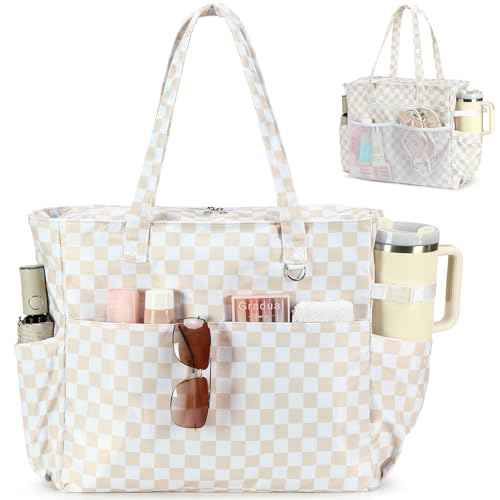 Waterproof Beach Tote Pool Bags for Women Ladies Extra Large Carry On Bag With Wet Compartment for Weekender Travel
