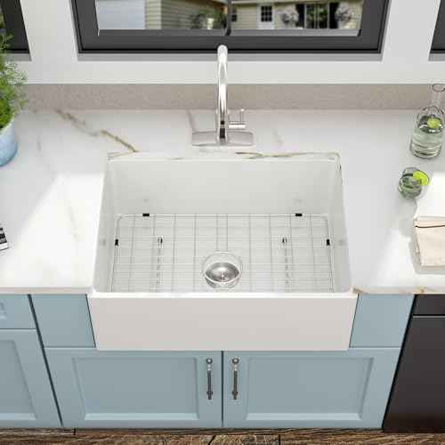 28"x20" White Farmhouse Sink
