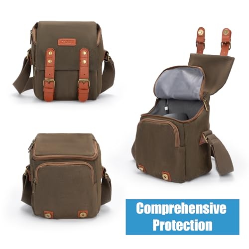Compact Camera Bag Case Canvas Leather Trim Compatible for Nikon