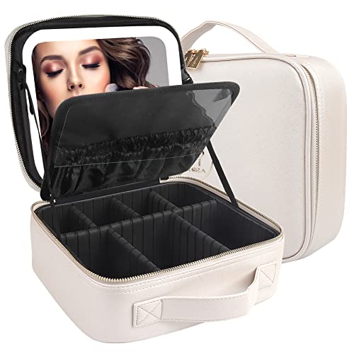 Travel Makeup Bag Cosmetic Bag Makeup Organizer Bag with Lighted Mirror