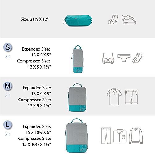 4 Set Compression Packing Cubes for Travel (6 Count)