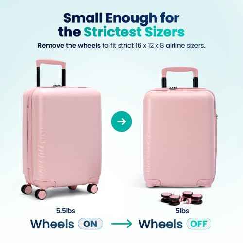 TAKE OFF 16 Inch Personal Item Suitcase MINI Removable Wheels Underseat Bag