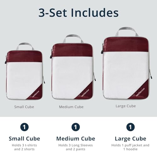 3 Set Compression Packing Cubes for Travel (3 Count)