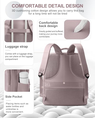 Large Travel Backpack Carry On for Women Man Waterproof Gym Backpacks with Laptop Compartment Mochila de Viaje Teacher Personal Item Backpack Rucksack Airplane Accessories Must Haves Lotus Pink