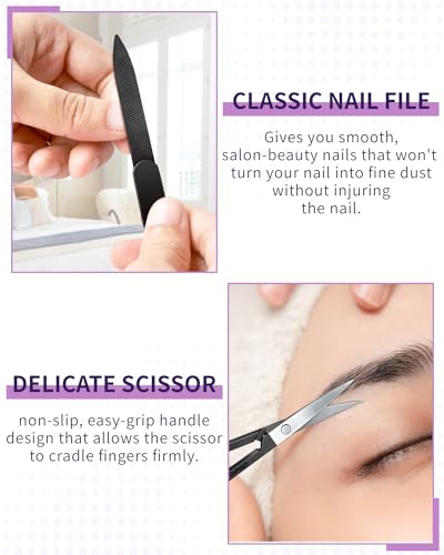 Tweezers Set 9 Pcs Nail Clipper Kit with Case for Eyebrows Grooming (9 Count)