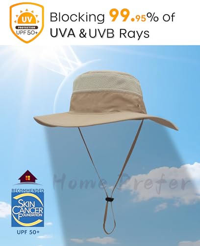 Men's Sun Hat UPF 50+ Wide Brim Bucket Hat Windproof Fishing Hats